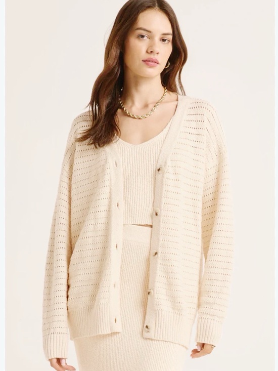 Z SUPPLY Sweaters - BOGO! Z SUPPLY Arcadia Pointelle Knit Cardigan in Oat Milk Cream Size Medium